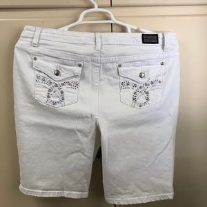 White Rhinestone Denim Shorts